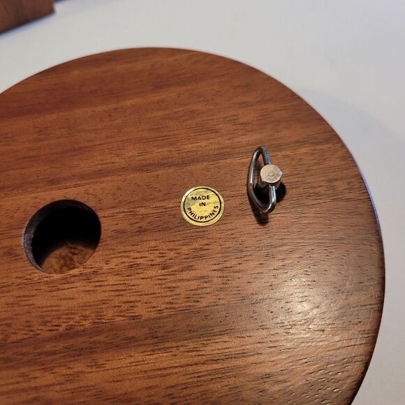 Monkey Pod Wood Carved Banjo Music Box With Stand - Picture 4 of 7